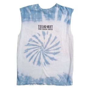 Taylor Swift Eras Tour Blue and White Muscle Tee Sz S